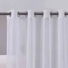 Faux Linen Sheer Gradient Curtain Voile Grommet Semi Sheer Curtain for Bedroom Living Room Gray Black Gradient 211203