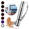 2022 new 1 Mini USB Rechargeable Red Laser Pointer White LED Torch Light UV Flashlight Cat Dog Pet Toy Money Detector Blacklight with Metal