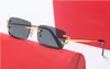 جديد فرنسا النظارات الشمسية الرياضية للرجال أزياء بيئية رجل إمرأة زجاج بدون إطار ريترو خمر الذهب النظارات الإطار الجاموس القرن نظارات مع حالة