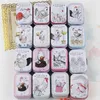 32 stuks / partij tin doos vakantie patroon kleine sieraden naald opbergdozen huis decoratie Collectables Display 210922