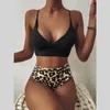 Seksi Bikini Mayo Kadınlar Özel Kumaş Mayo Biquini İki Adet Beachwear Push Up Yüksek Bel 210629