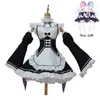 Re Zero Kara Hajimeru Kawaii Isekai Seikatsu Ramu RAM Remu REM Cosplay Christmas Dress Maid Apron Outfit Uniform Sets Y0913