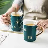 Modern Ceramic Couple Mugs And Heart Love Shaped Saucer Gift For Engagement Wedding Bridal Coffee Cup Set Drinkware