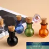 Mini Glass Color Flask Bottles Model Cute Bottles With Cork Little Flat Bottom Winebottle Gift Tiny Jars Vials Mix 7Colors