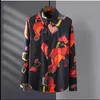 Marca Abstract Imprimir Camisa de Mangas de Manga dos Homens Homem Marca Design Full Manga Elegante Slim Casual Camisas