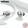 Wostu Family Charms Real 925 Sterling Silver Coração Bead Pingente Fit Bracelete Original Colar de Graças Jóias Presente CQC1634 Q0531