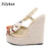 Sandaler EilyKen Design Straw Rope Vävning Tjocka Bottom Wedges Skor För Kvinnor Mode Open Toe Ankel Buckle Strap Platform Sandaler 220310