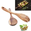 Dinnerware Sets 2021 Natural Kitchen Wooden Spoon Large Salad Dinner Serving Spoons Wood Fork Set Utensils Tableware