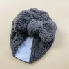 Vinter Barnens Hårlock Småbarn Lamm Ull Indiska Kepsar Baby Teddy Velvet Bow Warm Hat