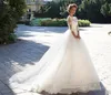 Retro Vestidos De Novia Bahçe Gelinlik 2021 Bateau Boyun 1/2 Uzun Kollu Mahkemesi Tren Ülke Şapel Vintage Gelinlikler Custom Made