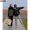 Women Puffer Jacket Autumn Winter Parkas Pink Black White 211018