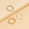 Trendy Boho Finger Knuckle Imitation Pearl Ring Set for Women Mixed Color Acrylic Beads Rings Fashion Aesthetic Jewelry