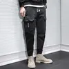 Ly designer moda homens jeans multi bolsos casual calças de carga costas streetwear hip hop corredores largamente perna larga calças largas