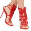 Kardashian Women Cruel Summer Pumps Polished Golden Metal Leaf Winged Gladiator Sandals High Heels Shoes With Box9181686