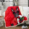 3D-print hond huisdieren pluche gooien deken sherpa fleece bedspread dekens vintage beddengoed vierkante picknick reisdekking