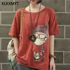 Sommer T-shirt Frauen Mode Marke Vintage Patchwork Cartoon Hund Kleines Mädchen Print Kurzarm Harajuku T-shirts Weibliche Tops 210527