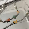 2021 Original Cool Street Hip-Hop Style Butterfly Pearl Stitching Necklace Cactus Flame Clavicle Chain Jewelry Accessories