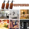 Dikke Amber Soap Dispenser Glaskruik met labels Matte Zwarte roestvrijstalen pomp Essentiële olielotion zeepfles 250 / 500ml 211130