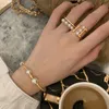 Mode perle anneaux ouverts pour les femmes Style coréen personnalité Double couches large anneau réglable bijoux bijoux