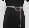 Belts Women's Runway Fashion Metal Chain Punk Cummerbunds Female Dress Corsets Waistband Decoration Narrow Belt R3169