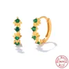 Hoop Huggie BOAKO S925 argent Sterling vert Zircon boucles d'oreilles pour femmes Piercing boucle d'oreille femme Pendientes bijoux accessoires