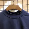 Casual Kısa Kollu T-Shirt Mürekkep Boyama Koyu Mavi Erkek Kadın Tee Mektubu Köpük Baskı Tops