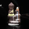 50pcs Incense Cones + 1Pc Burner The Little Monk Small Buddha Censer Ceramic Waterfall Backflow Incense Holder Home Decor