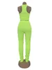 Dames Trainingspakken Effen Neon Sexy Clubwear Dames Matching Sets Mode Backless Mouwloze Partij 2 Stuk Outfits Halter Top en Broek Pleas