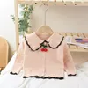 Cardigan per ragazze Cappotti per bambini Capispalla per bambini Modelli di maglieria all'uncinetto in cotone Maglioni per bambini Abbigliamento autunno inverno Maglione Giacca Top C3