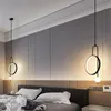 Żyrandole Nordic Geometryczne sztuki Długa rurka LED złoto metal do sypialni restauracja wnętrze domu Deco wiszące oprawy oświetleniowe
