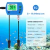المهنية 2 في 1 درجة الحرارة الرقمية متر EC متر لحوض السمك متعددة المعلمة مراقبة جودة المياه على الانترنت PH / EC مراقب acidometer