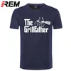 Mode masculine The Grillfather Gris Funny BBQ Grill Chef Tee Shirt Coton T-shirt à manches courtes 210714