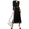 Hiver 2 pièces costume tricoté long maxi dames corée hauts noirs jupe sexy ensemble de fête pour femmes vêtements 210602