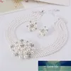 New Fashion Wedding Jewelry Zestawy Wielowarstwowa Imitacja Pearl Chain Big Flower Bride Naszyjnik Kobiety Oświadczenie Naszyjnik Bijoux Cena fabryczna Ekspert Projektowa jakość