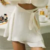 Jupes blanc à lacets solide femmes décontracté élégant a-ligne mode jupe Midi longue coréenne taille haute vacances d'été 2021 dame