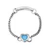 CKK 925 Sterling Silver Spirited Heart Ring, Cyan Blue Crystal För Kvinnor Gåva Original Smycken DIY Making 211217