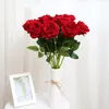 Couronnes de fleurs décoratives artificielles roses rouges, accessoires de décoration pour la maison, Bouquet de mariage pour Thanksgiving, Silk339Y