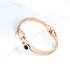 Ze Stali Nierdzewnej Rose Gold Color Shell Bransoletka Crystal Lover Roman Character Bransoletka Mankiet Bransoletka Bangle Wedding Jewelry Q0717