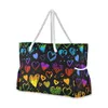 Torby na zakupy 2021 Nowa Rainbow Heart Polka Dot Kobiety Torby Na Ramię Trendy Wodoodporna Tote Plażowa Torba Duża Pojemność Kobiece Torby Na Zakupy Podróż 220310