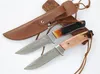 New Arrival Damascuss Survival Straight Hunting Knife VG10 Damascus Steel Drop Point Blade Cow Horn Handle Fixed Blades Knives With Leather Sheath