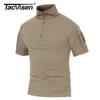 TACVASEN Hommes T-shirts d'été Airsoft Army Tactique T-shirt à manches courtes Camouflage militaire Coton Tee-shirts Vêtements de paintball 210726