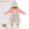 -30 graden 2021 New Born Girl Winter Clothes Baby Wear Boy Snowsuit Leuke Kalf Zuigeling Sneeuwjas Dikke Jumpsuit Kinderen Jas H0909