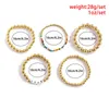 Beaded, Strands 5 Pcs/set Gold Color Acrylic Beads Bracelet For Women Colorful Africa Letter Inital Bracelets Set Boho Braclet Accessories