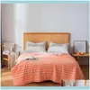 Comforters Sets Bedding Supplies Textiles Home & Garden Thin Stripe Plaid Summer Washed Cotton Air-Conditioning Quilt Soft Breathable Blanke