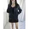 女性のジャケット春秋のファッション2021トレンド韓国風の薄いレトロジャケットスタンドアップカラージッパーソリッドカラー