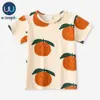 Toddler Boy Girl Kläder Familj Matchande Bomull Casual T-shirt + Klänningar Orange Baby Romper Legging Kids Tees 210911