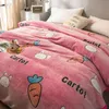 Yatak için sıcak pazen battaniyeler mercan polar battaniye kış yatak tabağı çiçek hayvanları baskılı yatak örtüsü çocuklar yetişkin atma battaniye t200901