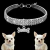 Cão de estimação gato gato bling rhinestone cristal cachorrinho colar colares coleira para pequenas cães médios diamante jóias