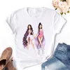 Women's T-Shirt Cool Long-haired Girl Print Ladies Harajuku Casual Femme Tumblr Clothes Summer Graphic Tees Women Streetclothing