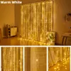 LED USB Power Remote Control Curtain Lights Fairy Year kerst trouwhuis raam feest decor y201020